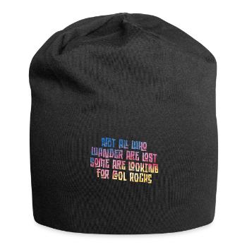 Wandern Sie auf der Suche nach kühlen Felsen - Jersey-Beanie - Schwarz - Vorne