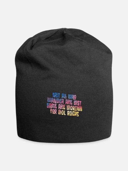 Wander Some Looking For Cool Rocks - Jersey Beanie - black