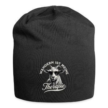 Wandern Ist Meine Therapie - Hiking Ziege Motiv - Jersey-Beanie - Schwarz - Vorne