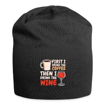 Kaffee Cafe Humor Kaffeewein - Jersey-Beanie - Schwarz - Vorne