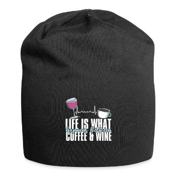 Coffee Cafe Funny Coffee Wine - Jersey Beanie - black - Front
