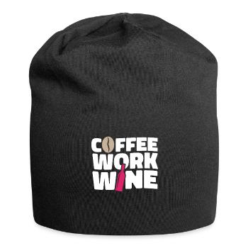 Kaffee Cafe Lustig Kaffeewein Coffee Work Wine - Jersey Beanie - black - Front