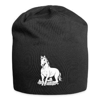 Pferd Reitsport - Jersey-Beanie - Schwarz - Vorne