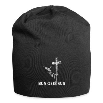 Bun Gee Sus - Bun Geesus - Jesus Bungee jumping - Jersey Beanie - black - Front