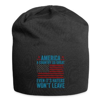 Amerika: Ein Land, das so großartig ist, dass die USA patriotisch sind - Jersey-Beanie - Schwarz - Vorne