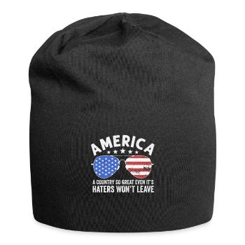 Amerika: Ein Land, das so großartig ist, dass die USA patriotisch sind - Jersey-Beanie - Schwarz - Vorne