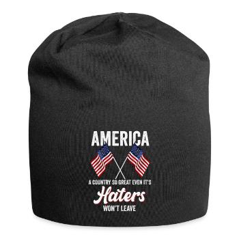 Amerika: Ein Land, das so großartig ist, dass die USA patriotisch sind - Jersey-Beanie - Schwarz - Vorne