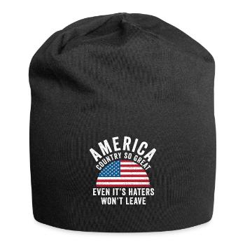 Amerika: Ein Land, das so großartig ist, dass die USA patriotisch sind - Jersey-Beanie - Schwarz - Vorne