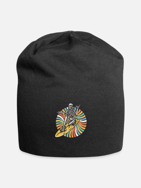 Surfer Surfen Skelett Retro Surfer Vintage Surf - Jersey-Beanie - Schwarz