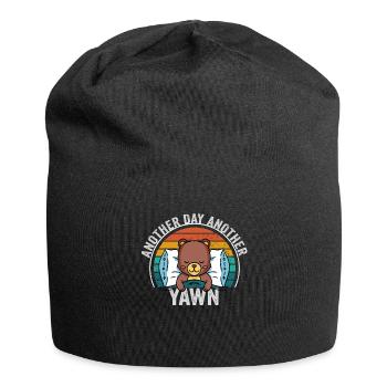 First Caffeine Vibes Another Day Yawn Meets Coffee - Jersey Beanie - black - Front