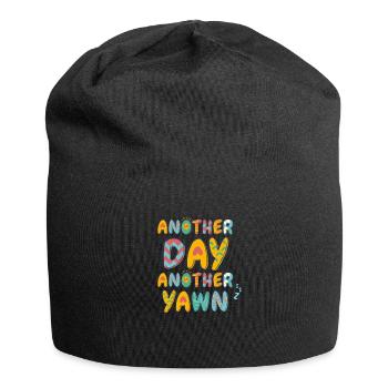 First Caffeine Vibes Another Day Yawn Meets Coffee - Jersey Beanie - black - Front