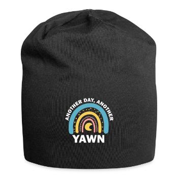 First Caffeine Vibes Another Day Yawn Meets Coffee - Jersey Beanie - black - Front