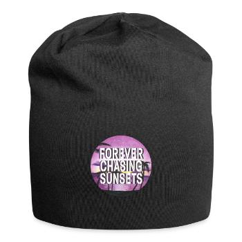 Für immer auf der Jagd nach Sonnenuntergängen Retro-Sommerurlaub - Jersey-Beanie - Schwarz - Vorne