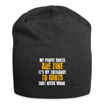 Meine sozialen Fähigkeiten sind in Ordnung - Jersey-Beanie - Anthrazit - Vorne