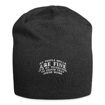 Meine sozialen Fähigkeiten sind in Ordnung - Jersey-Beanie - Anthrazit - Vorne