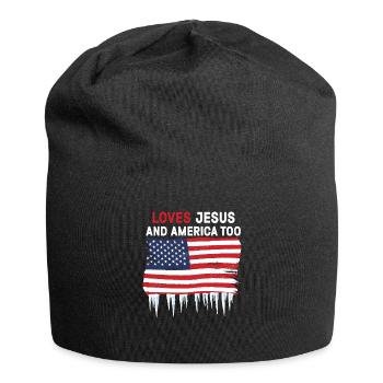 Loves Jesus and America Too God Christian - Jersey Beanie - black - Front