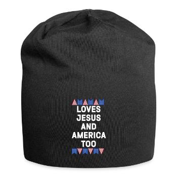 Loves Jesus and America Too God Christian - Jersey Beanie - black - Front