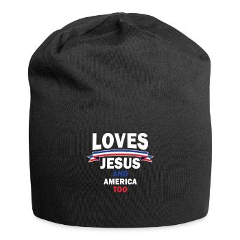Loves Jesus and America Too God Christian - Jersey Beanie - black - Front