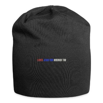 Loves Jesus and America Too God Christian - Jersey Beanie - black - Front