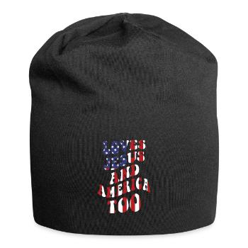 Loves Jesus and America Too God Christian - Jersey Beanie - black - Front