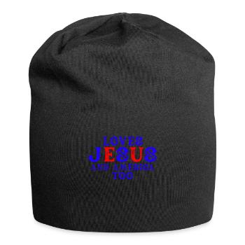 Loves Jesus and America Too God Christian - Jersey Beanie - black - Front