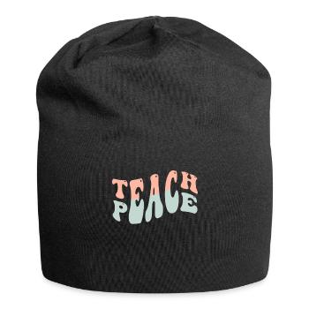 Enseigner la paix Jeu de mots Groovy Hippie Enseignant - Bonnet en jersey - noir - Devant