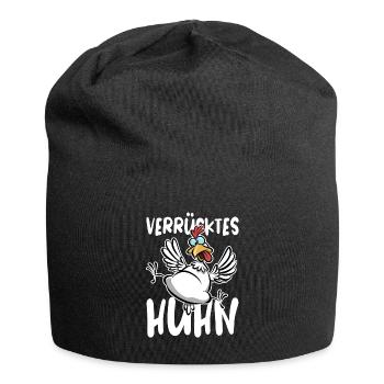 verrücktes Huhn, Hühnerfan, lustiges Huhn Cartoon - Jersey-Beanie - Schwarz - Vorne