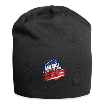 Amerika: Ein Land, das so großartig ist, dass die USA patriotisch sind - Jersey-Beanie - Schwarz - Vorne