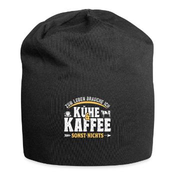 Landwirt Kuhbauer Kühe und Kaffee - Jersey-Beanie - Schwarz - Vorne