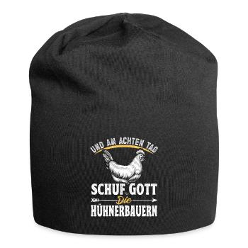 Hühnerbauer Huhn Hühner Gott - Jersey-Beanie - Schwarz - Vorne
