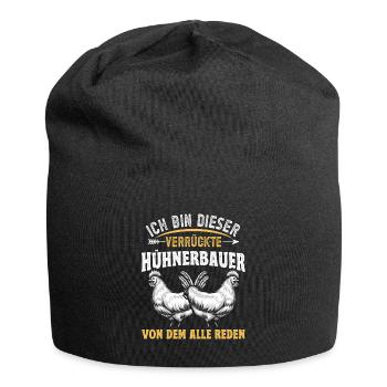 Hühner Huhn Verrückter Hühnerbauer - Jersey-Beanie - Schwarz - Vorne