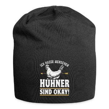 Hühnerbauer Huhn Ich hasse Menschen Hühner sind ok - Jersey-Beanie - Schwarz - Vorne