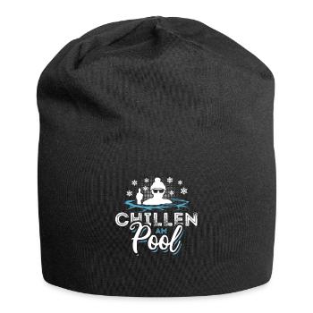 Chillen am Pool - Eisbaden Eisbad Spruch - Jersey-Beanie - Schwarz - Vorne