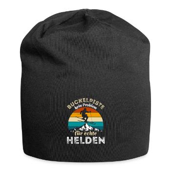 Buckelpiste - kein Problem für echte Helden - Jersey-Beanie - Schwarz - Vorne