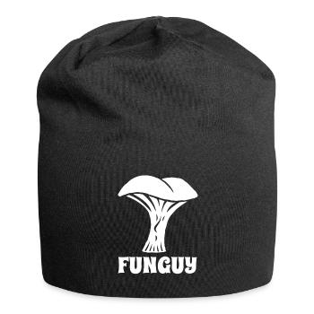 Funguy - funny mushroom - word game - Jersey Beanie - black - Front