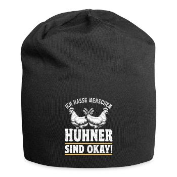 Hühnerbauer Huhn Ich hasse Menschen Hühner sind ok - Jersey-Beanie - Schwarz - Vorne