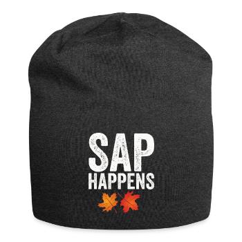 Maple Syrup Tree Tapping Funny Autumn - Jersey Beanie - charcoal grey - Front
