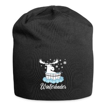 Elch Winterbader Eisbaden Eisbad Spruch - Jersey-Beanie - Schwarz - Vorne