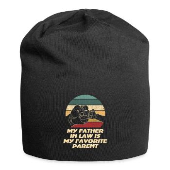 Plaisir familial préféré du fils et du père - A - Bonnet en jersey - noir - Devant