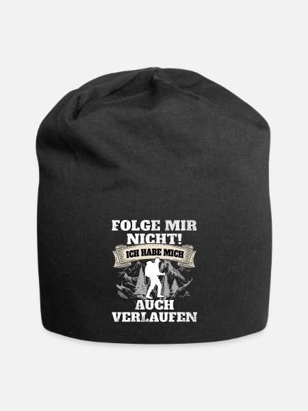Folge mir nicht ich habe mich auch verlaufen - Jersey-Beanie - Schwarz