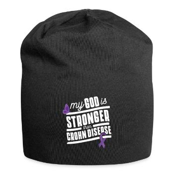 Glaube stärker als Morbus Crohn - Jersey-Beanie - Schwarz - Vorne