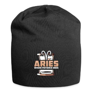 Widder Sternzeichen - Jersey-Beanie - Schwarz - Vorne