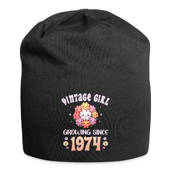 Vintage Year 1974 Birthday Woman 50 Years - Jersey Beanie - black - Front