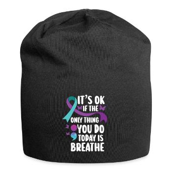 Mental Health Warrior Purple and Turquoise - Jersey Beanie - black - Front