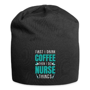 Caféine infirmière - Bonnet en jersey - noir - Devant