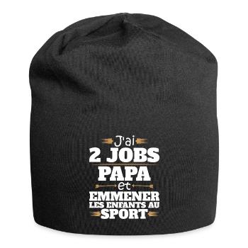 2 Jobs Papa Et Enfants Au Sport Humour Papa - Bonnet en jersey - noir - Devant