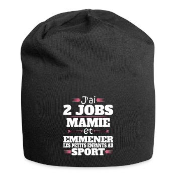2 Jobs Mamie Et Petits Enfants Humour Mamie - Bonnet en jersey - noir - Devant