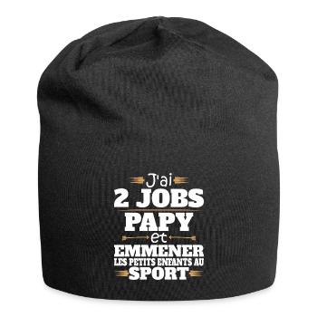 2 Jobs Papy Et Petits Enfants Humour Papy - Bonnet en jersey - noir - Devant