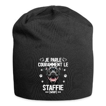 Parler Le Staffie Cadeau Humour Chien Staffie - Bonnet en jersey - noir - Devant