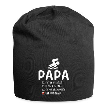 Père Nageur Piscine Humour Natation Papa Nageur - Bonnet en jersey - noir - Devant